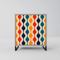 SIDEBOARD COLORFUL NOSTALGIA, Grau, 57,5x42x67,5 cm, Schwarze Metall-Rahmenfüße - Multicolor/Schwarz, Holzwerkstoff/Metall (57.5/67.5/42cm) - SpaceRebels