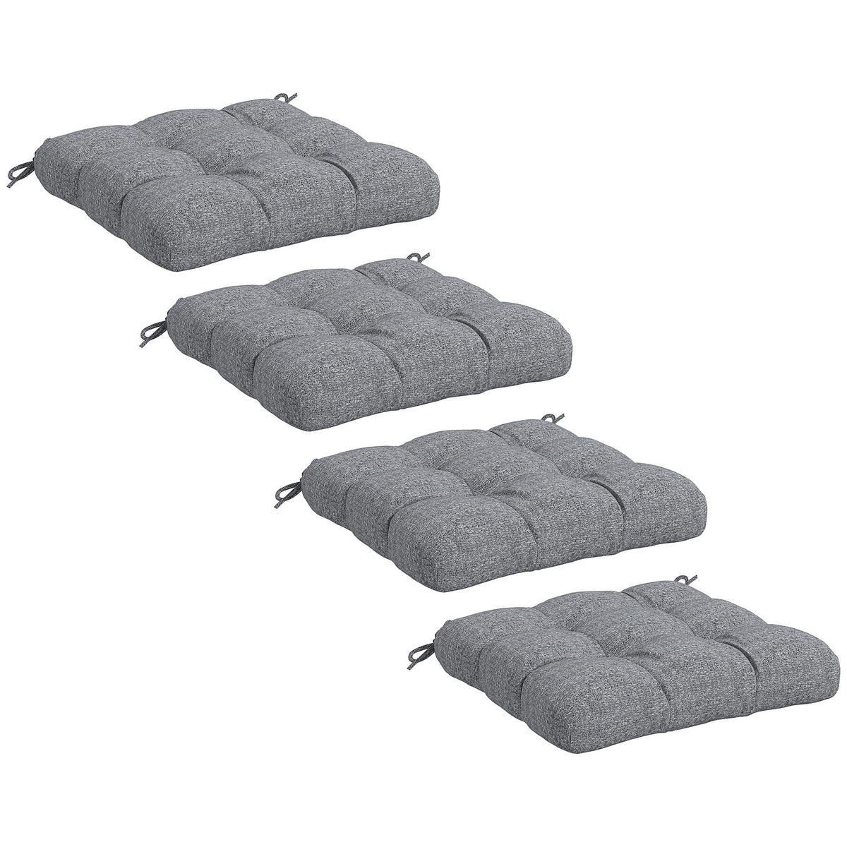 SITZKISSEN DE-17703 4er-Set 48x48 cm mit Steppung Grau - Grau, Textil (48/48/10cm) - ComfortXL