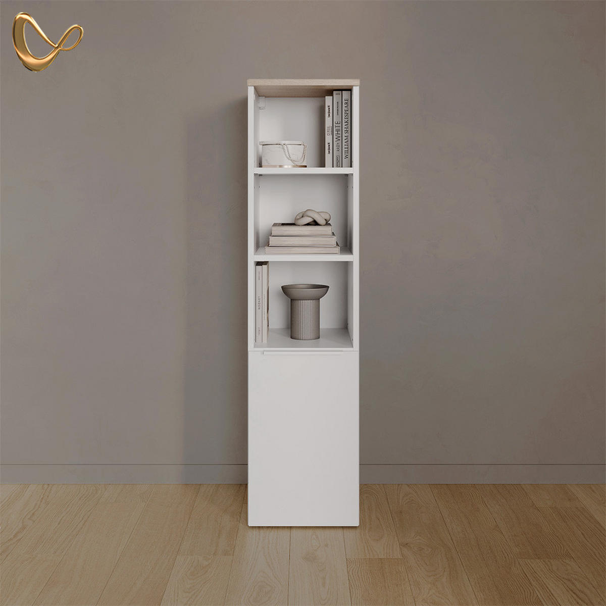 UNIVERSALSCHRANK Piave Weiß/Sonoma mit einer Tür - Weiß/Sonoma Eiche, Holzwerkstoff (30.2/120/40cm) - Livinity®