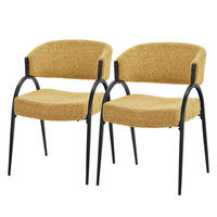 ESSZIMMERSTUHL 2er Set Küchenstühle gepolstert mit Webstoff-Bezug und Arm- und Rückenlehne Senf - Gelb/Schwarz, Textil/Metall (54/81/65cm) - ML-DESIGN
