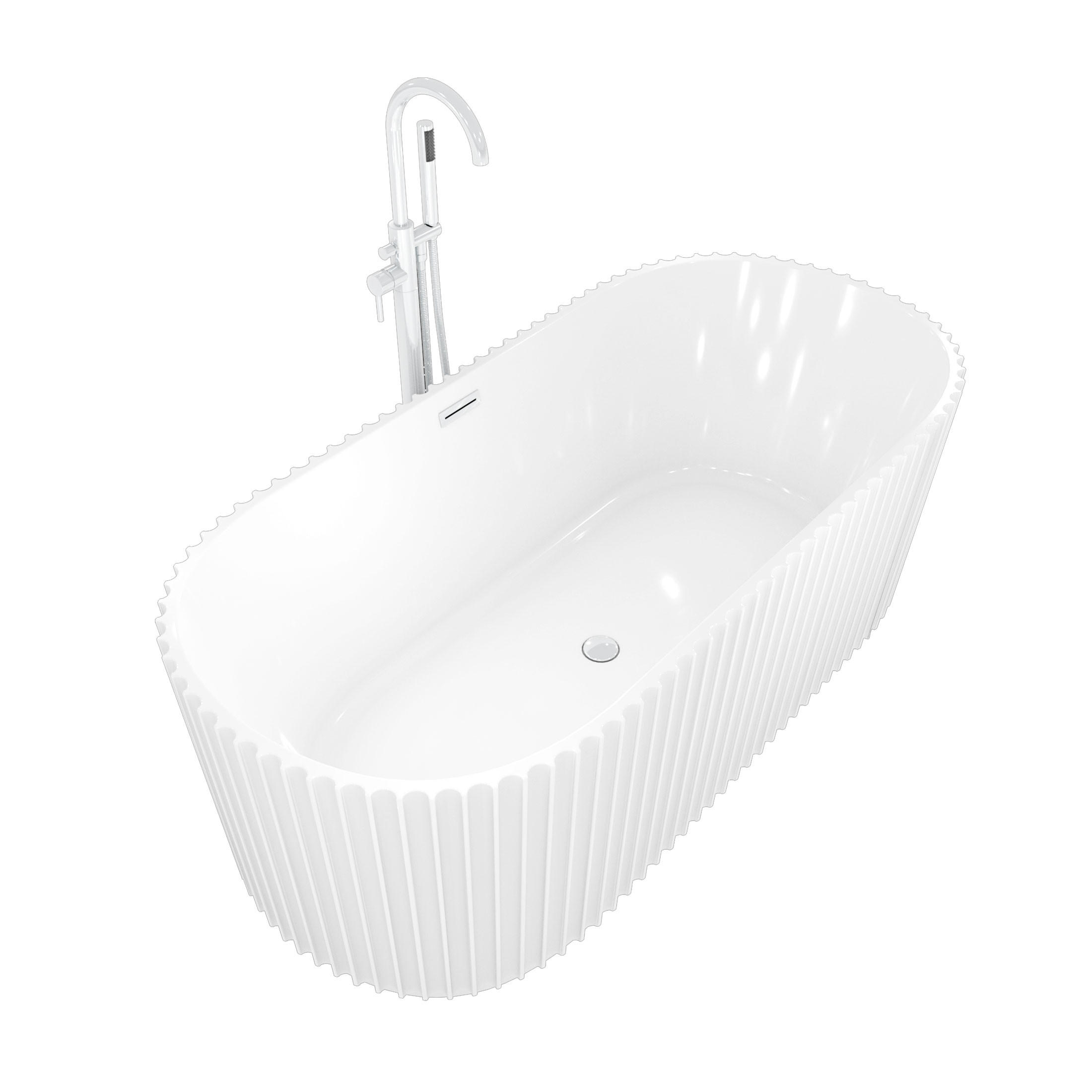 FREISTEHENDE Badewanne Wanne F08 170x80cm mit Armatur AF02 - Weiß, Glas/Kunststoff (80/58/170cm) - AcquaVapore by Sandra Jentho