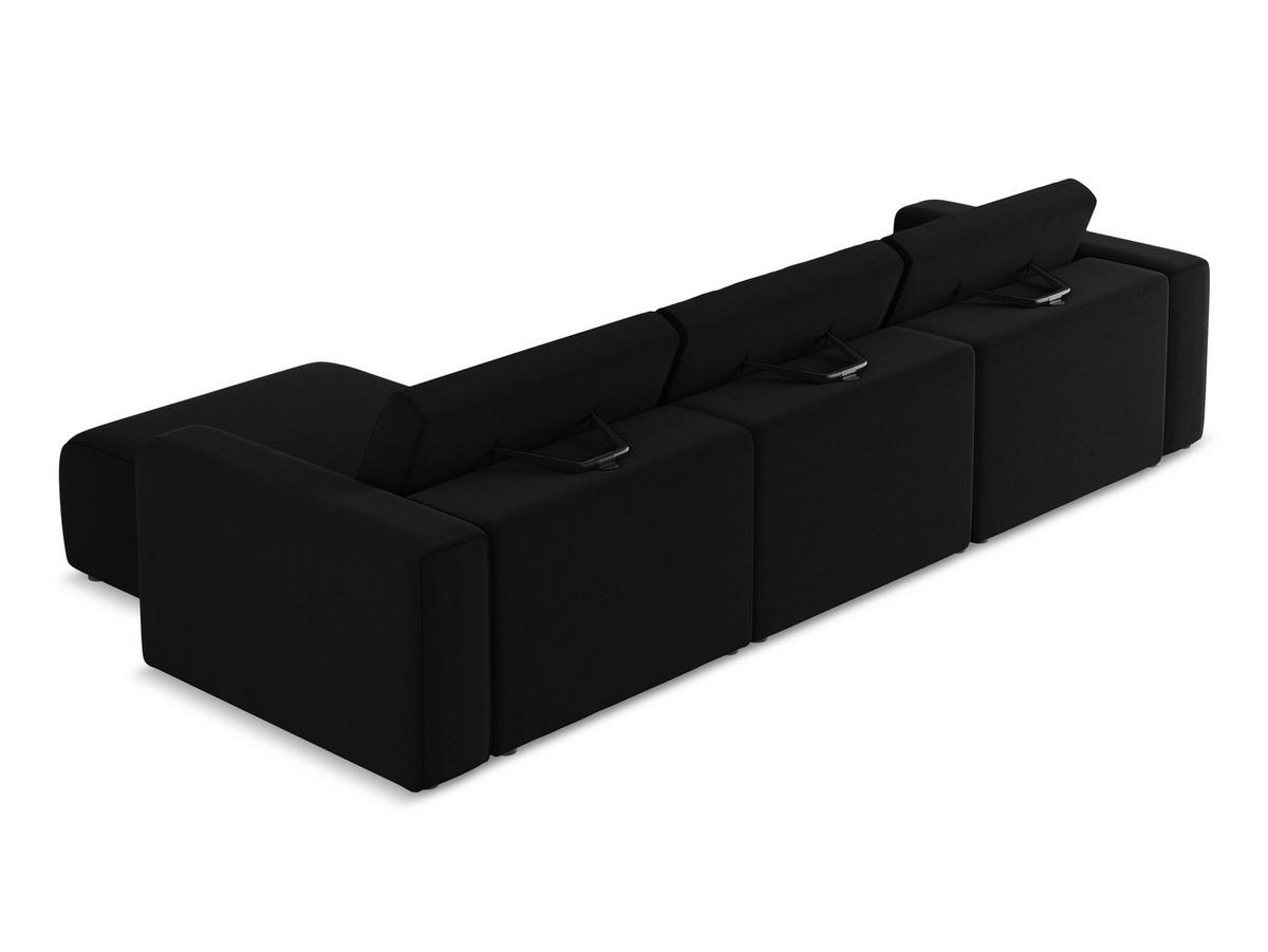 ECKSOFA Rechts Samt Stoff Schwarz - Schwarz/Grau, Kunststoff/Textil (314/167cm) - Makamii