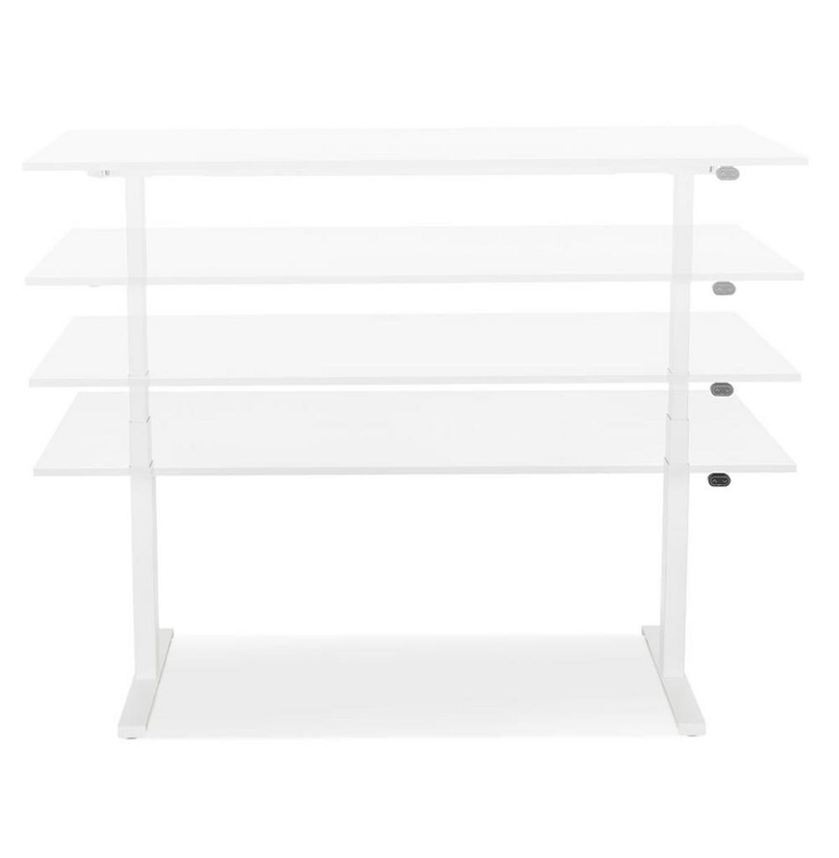 SCHREIBTISCH Höhenverstellbar Elektrisch Ergonomisch XARIX, Weiß 160x80x127 cm - Weiß, Holzwerkstoff/Metall (80/160/127cm) - KADIMA DESIGN