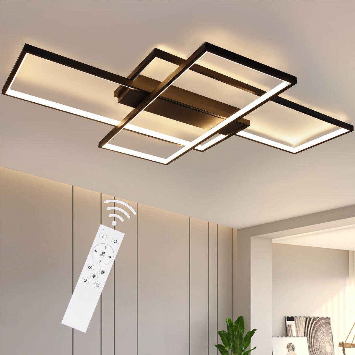 LED-DECKENLEUCHTE Eiswacht 70/8/100 cm - Schwarz, Metall (100/70/8cm) - ZMH