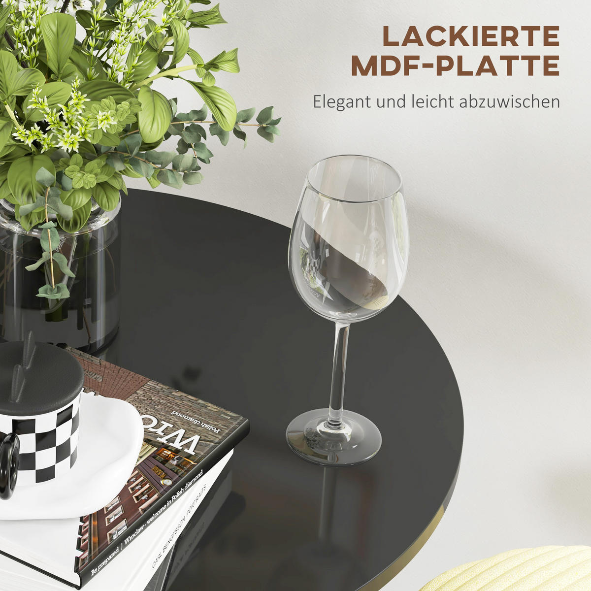 BARTISCH MDF Stahl Schwarz - Schwarz, Holzwerkstoff (70/70/102cm) - HOMCOM