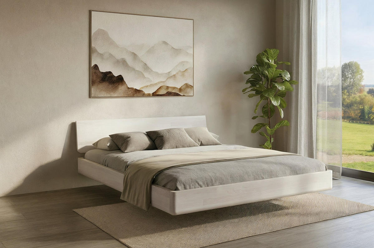 MASSIVHOLZBETT Lena, 160/200, Buche - lackiert, Weiß - Weiß, Holz/Buchenholz (160/200cm) - Visby