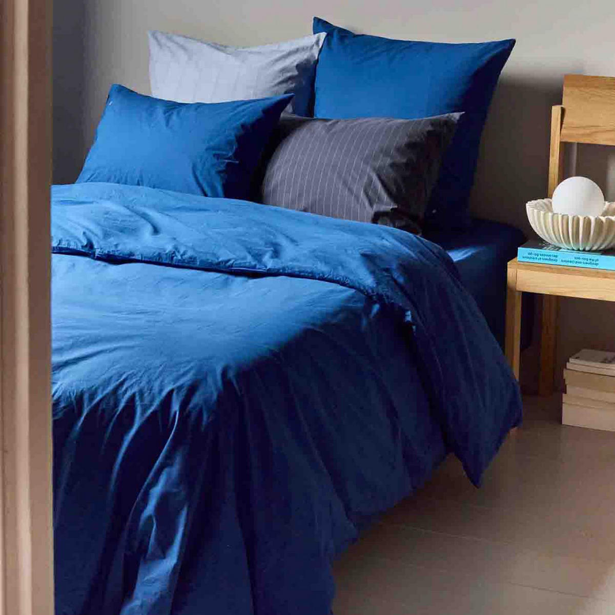 KISSENBEZUG Line blau 50 x 70 cm - Blau, Textil (70/50cm)