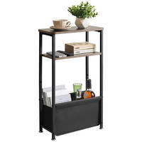 BEISTELLTISCH mit Stoffkorb Dunkelgrau 40 x 20 x 65 cm - Anthrazit, Metall (40/20/66cm)
