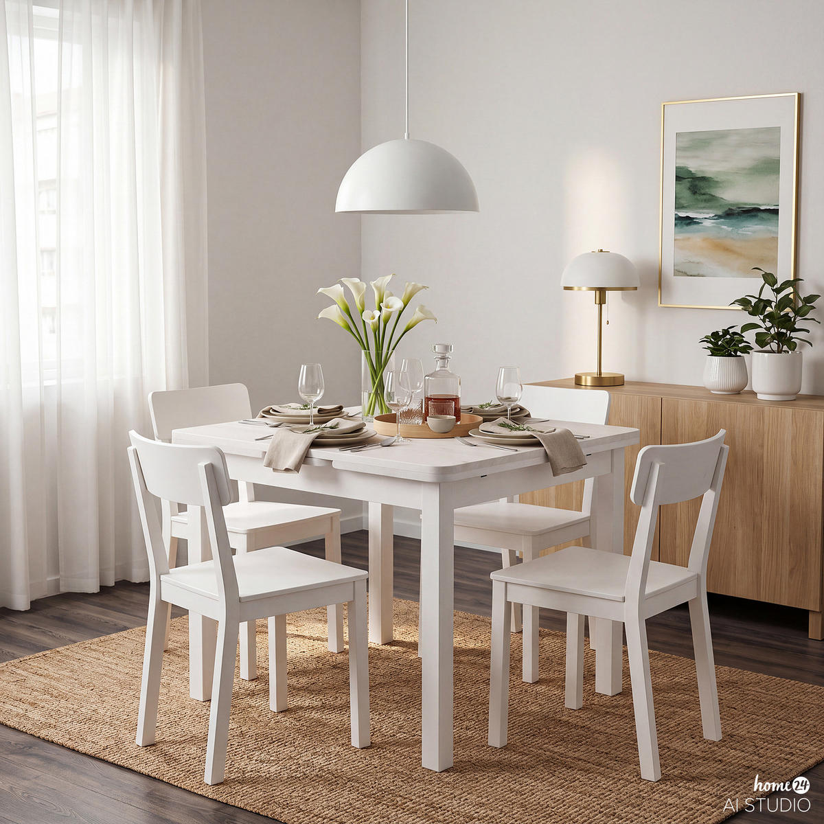 ESSTISCH mit Ansteckplatten - Kiefer massiv - Kieferfarben, Holz (77/77/74cm) - home24