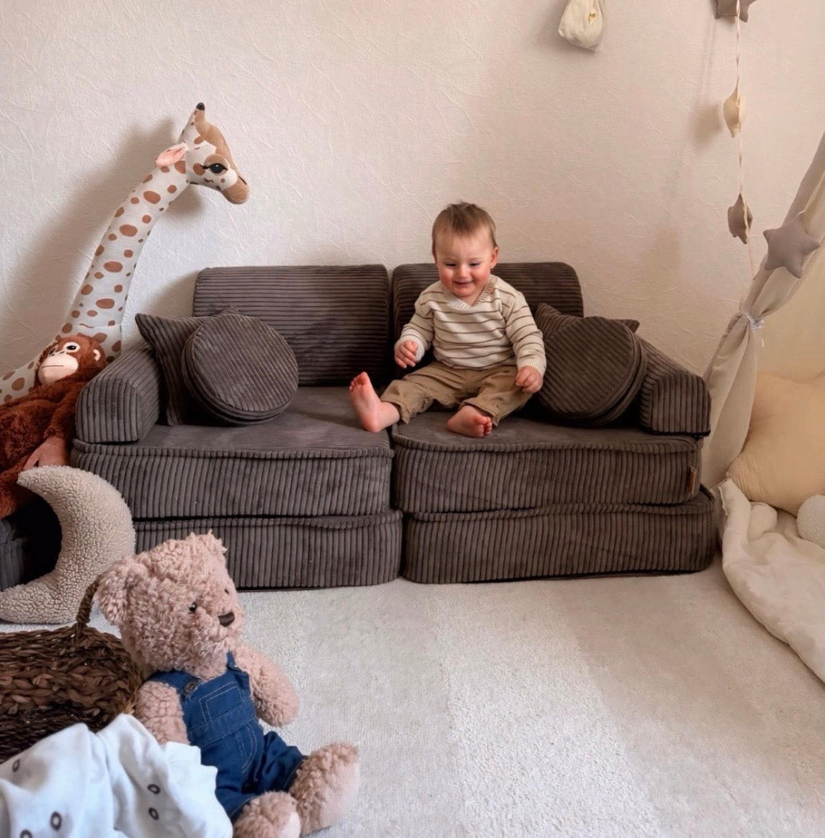 KINDERSOFA AESTHETIC 120 cm Cord Braun 10 Stk - Braun, Textil (60/12.5/120cm) - MeowBaby