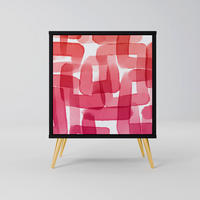 SIDEBOARD KALEIDOSCOPIC CUBISM, Schwarz, 57,5x42x75,5 cm, Goldfarbene Metallfüße - Goldfarben/Multicolor, Holzwerkstoff/Metall (57.5/75.5/42cm) - SpaceRebels