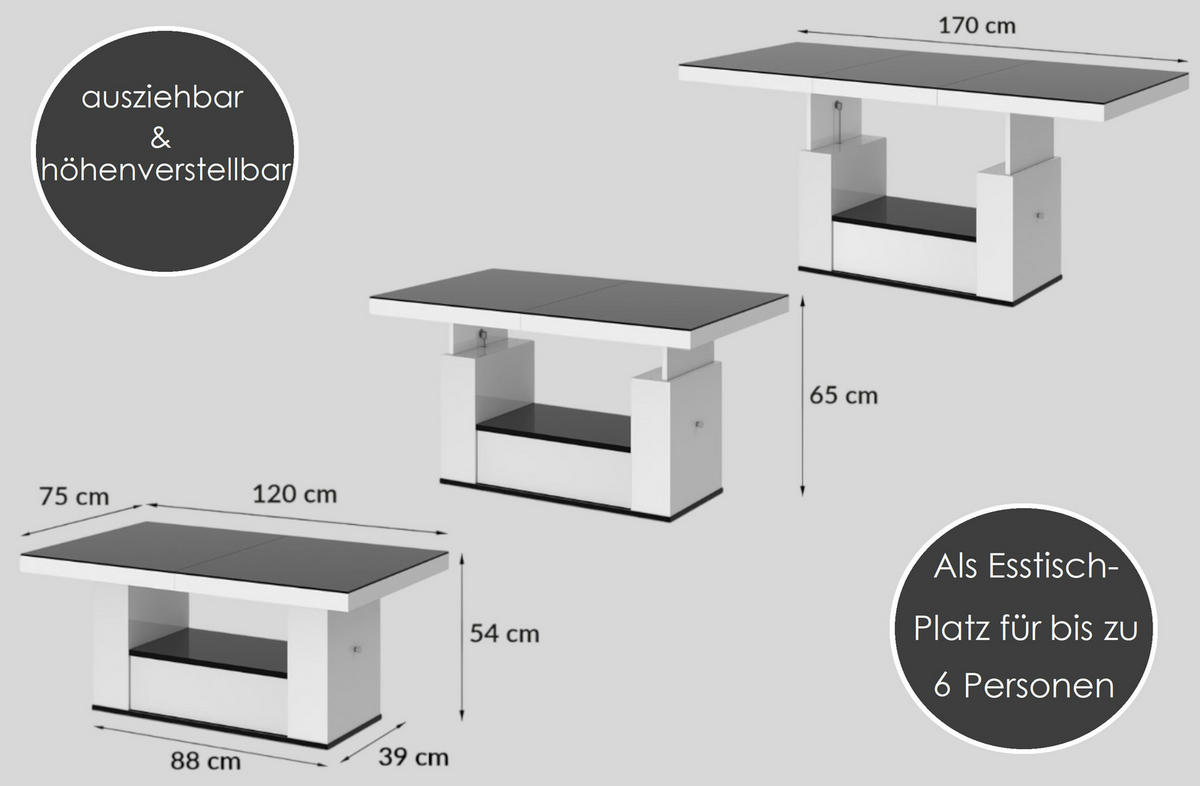 COUCHTISCH rechteckig Marmor dunkel - Schwarz Hochglanz 120/75/54 cm - Schwarz Hochglanz/Dunkelgrau, Holzwerkstoff (75/120/54cm) - designimpex