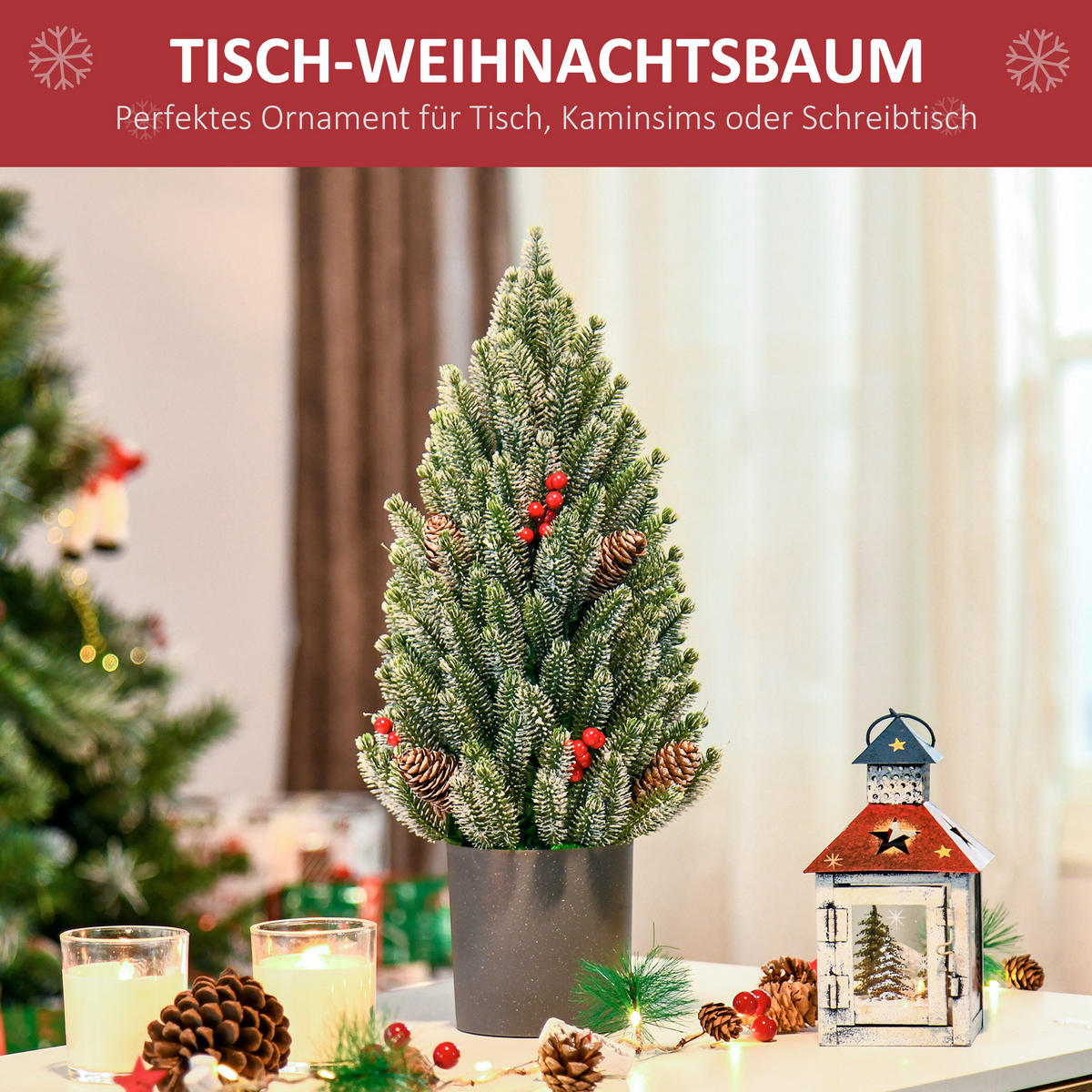 WEIHNACHTSBAUM, 47 cm, PE, PVC, Grün - Grün, Kunststoff (47cm) - HOMCOM