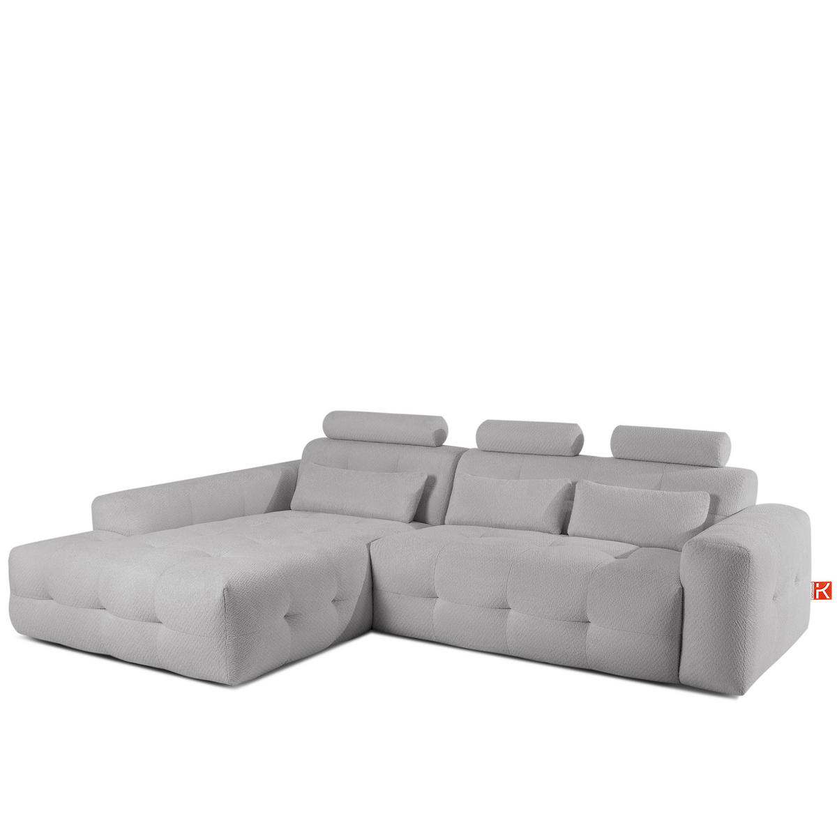 ECKSOFA LINKS ALIGRA, Hellgrau - Hellgrau, Holz/Holzwerkstoff (290/191cm) - KONSIMO®