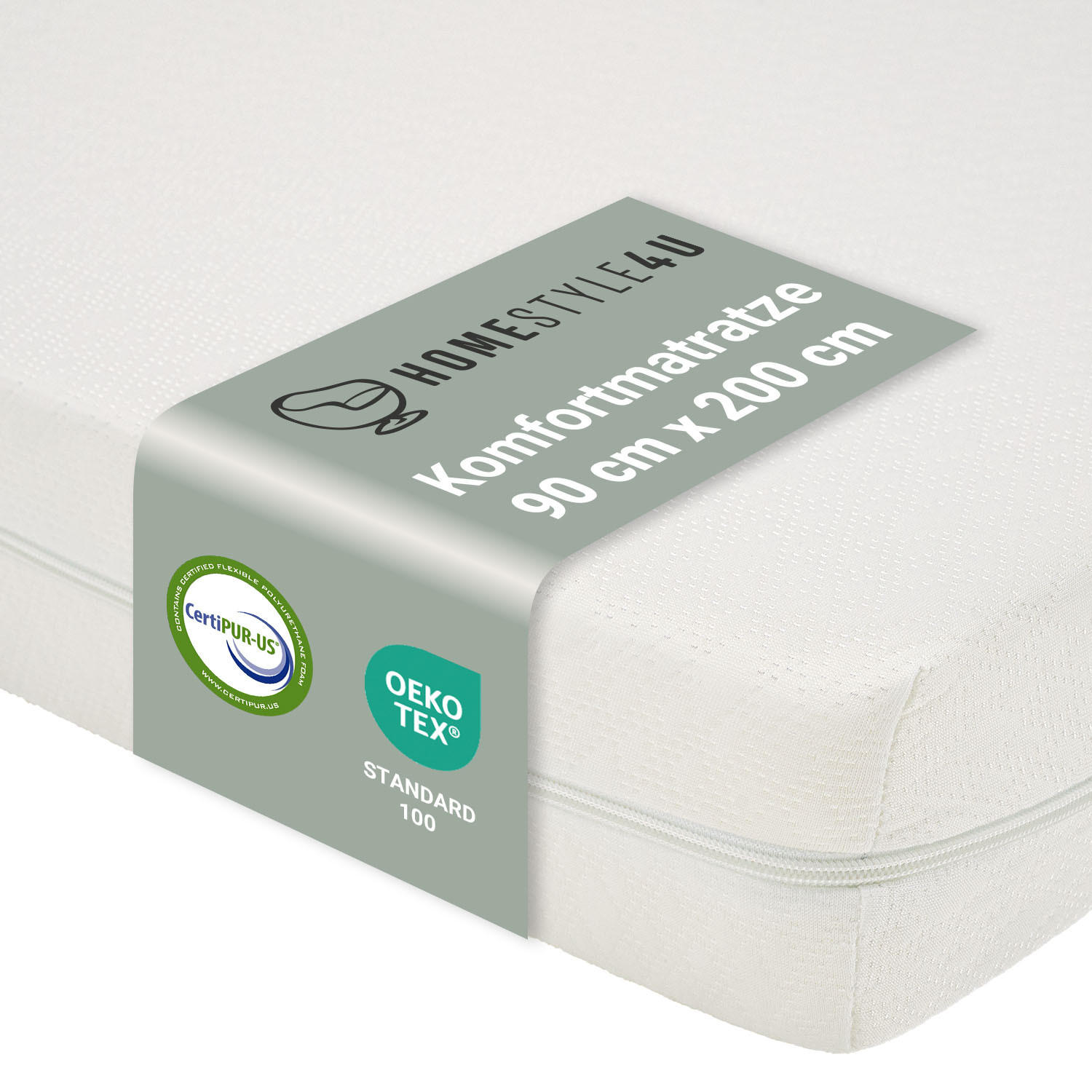 SCHAUMSTOFFMATRATZE mit H2 90/200/12 cm - Weiß, Textil (90/200cm) - Homestyle4u
