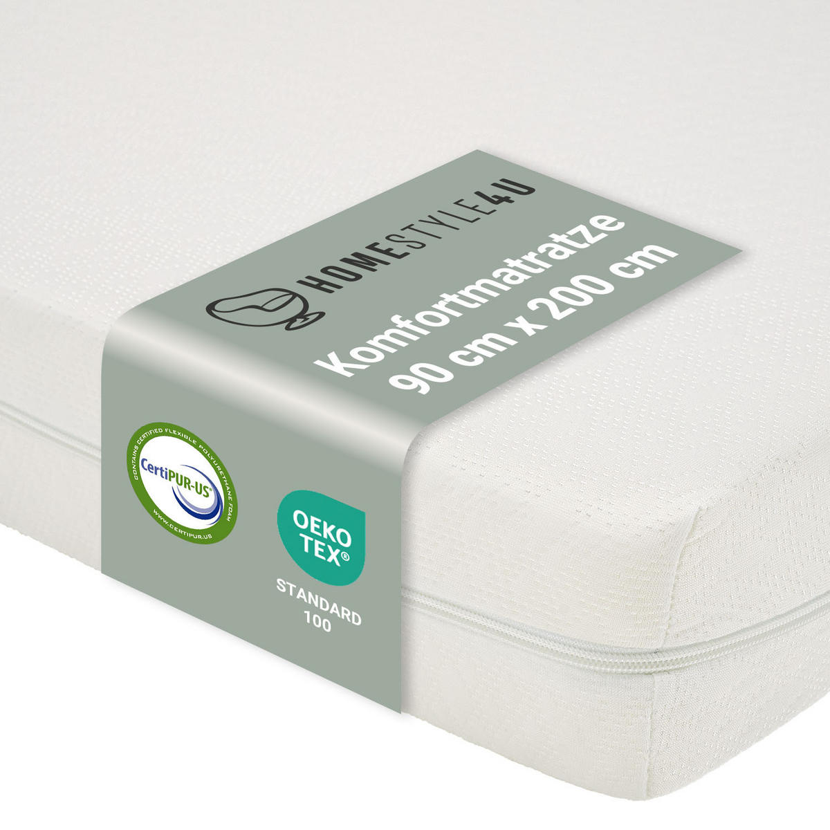 SCHAUMSTOFFMATRATZE mit H2 90/200/12 cm - Weiß, Textil (90/200cm) - Homestyle4u