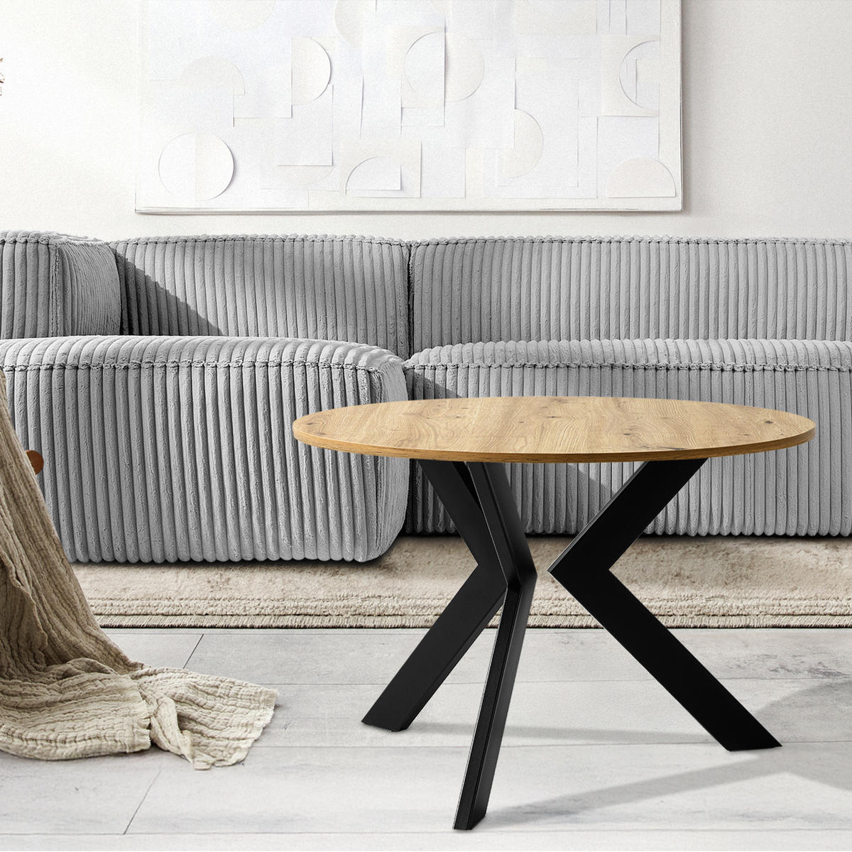 COUCHTISCH LARDA Kaffeetisch - Eiche Artisan, Holzwerkstoff/Metall (65/65/51cm) - KONSIMO®