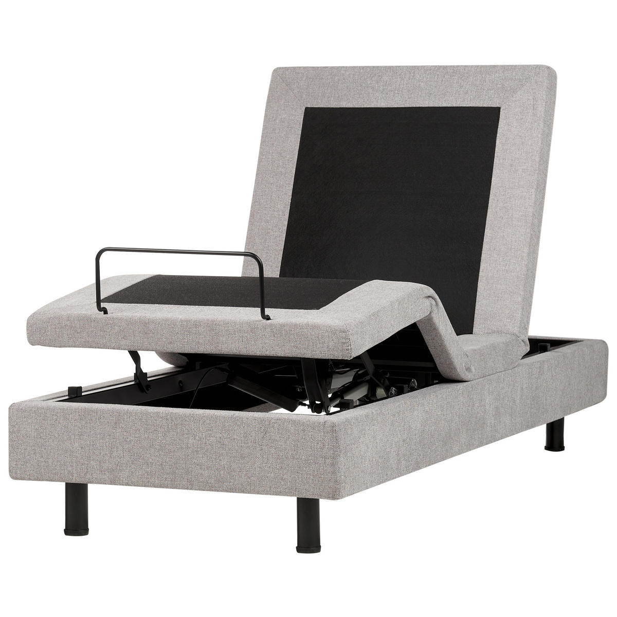 POLSTERBETT Verstellbar 80/200 cm Hellgrau Duke II - Hellgrau/Schwarz, Textil (80/200cm) - Beliani