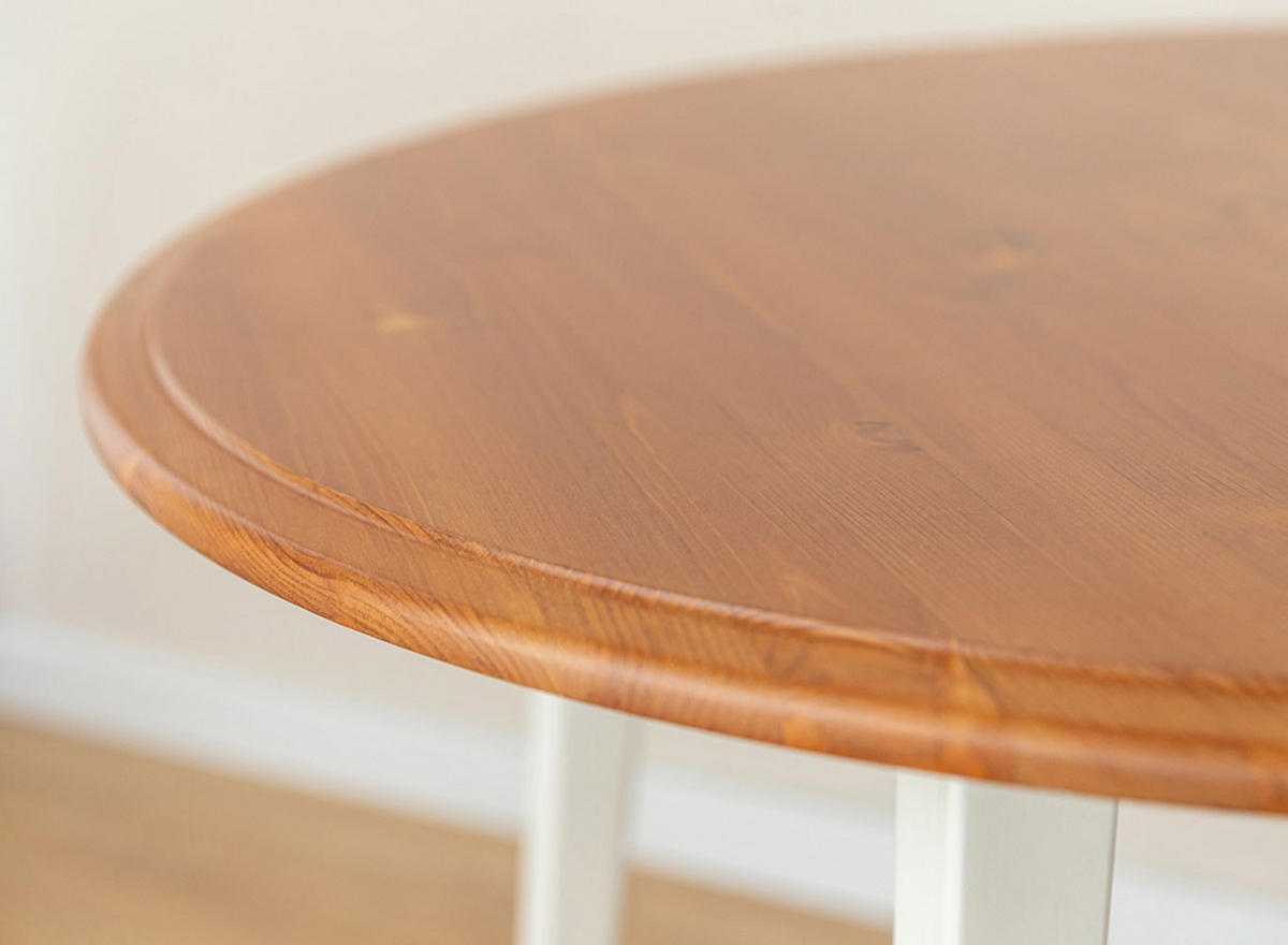 ESSTISCH Belluno Elegante Kiefer weiß (RAL9010) lackiert / Kiefer gebeizt, Eichefarben 110-210 / 110 / 74,5cm - Eichefarben/Weiß, Holz (110/210/75cm) - Feldmann-Wohnen