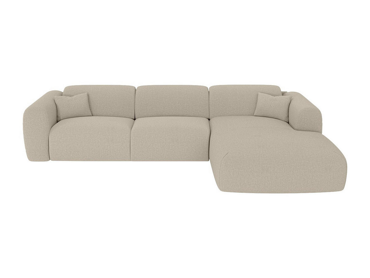 ECKSOFA mit Express-Schlaffunktion - Ecke rechts - Stoff meliert - Beige - POGNI - Beige, Textil (299/165cm) - Vente-Unique