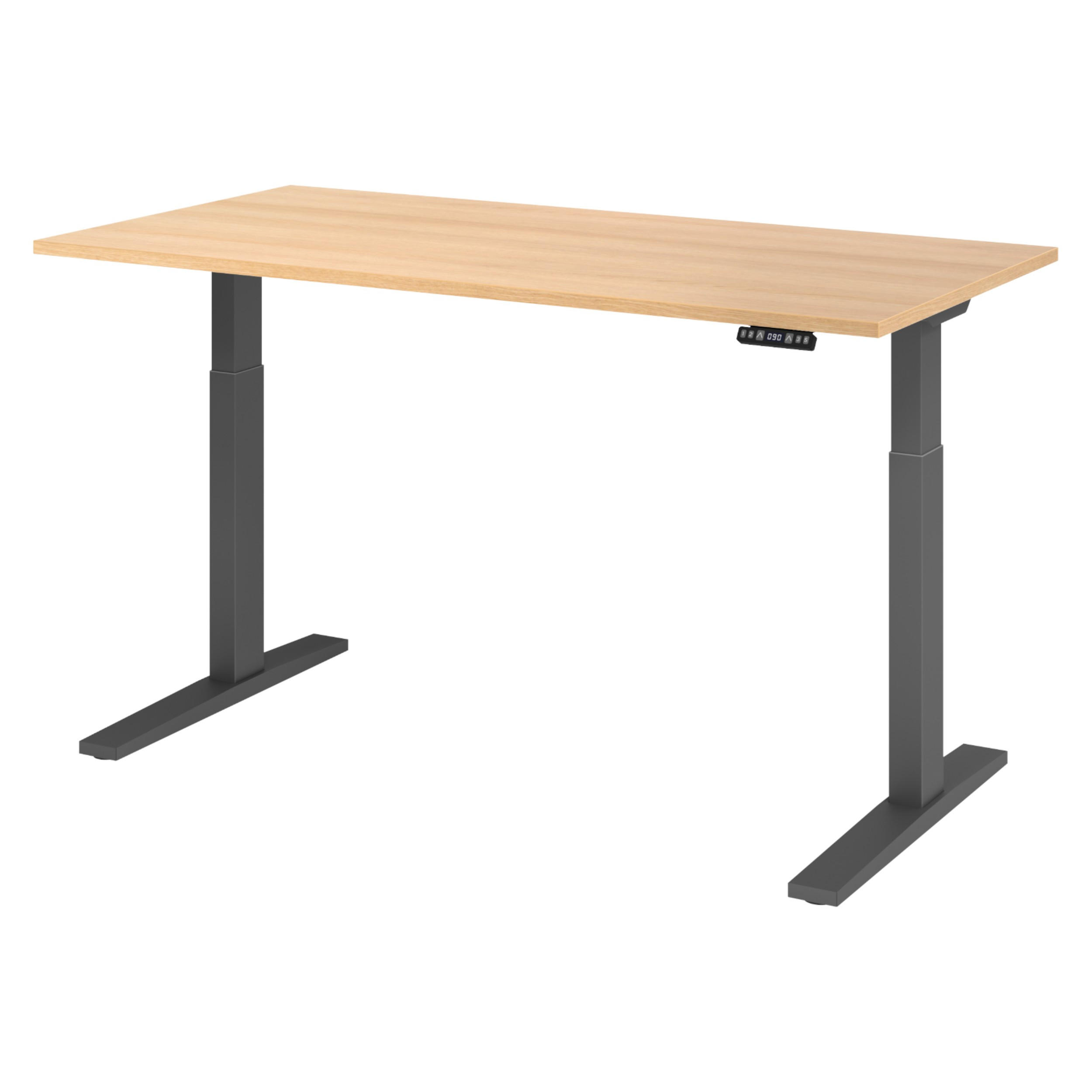 SCHREIBTISCH elektrisch XMKA 80/160/74 cm in Eichefarben/Graphitfarben - Eichefarben/Graphitfarben, Holzwerkstoff (80/160/74cm) - bümö