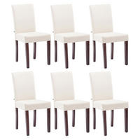 STUHL 6er Set Stoff creme - Creme/Cappuccino, Holz/Textil (41/91/47cm) - CLP