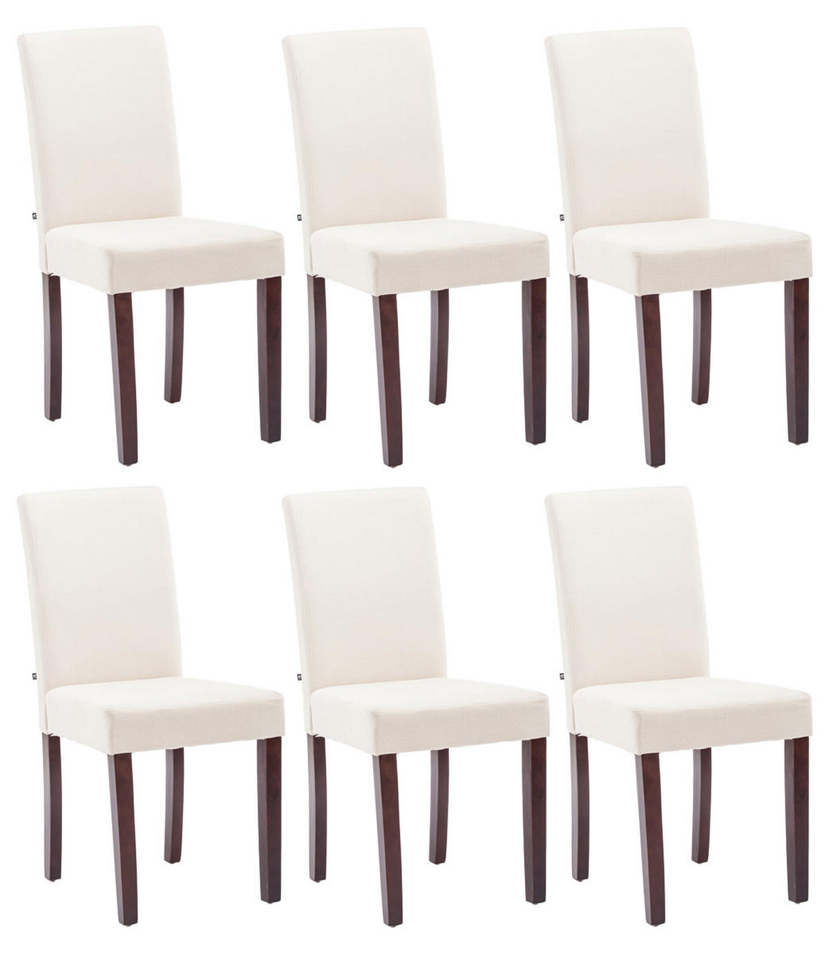 STUHL 6er Set Stoff creme - Creme/Cappuccino, Holz/Textil (41/91/47cm) - CLP
