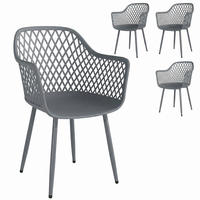 GARTENSTUHL 4er Set UV-beständige Gartenstühle aus Kunststoff mit Armlehne Rückenlehne 56 x 51 x 84 cm Dunkelgrau - Dunkelgrau, Metall (56/84/51cm)