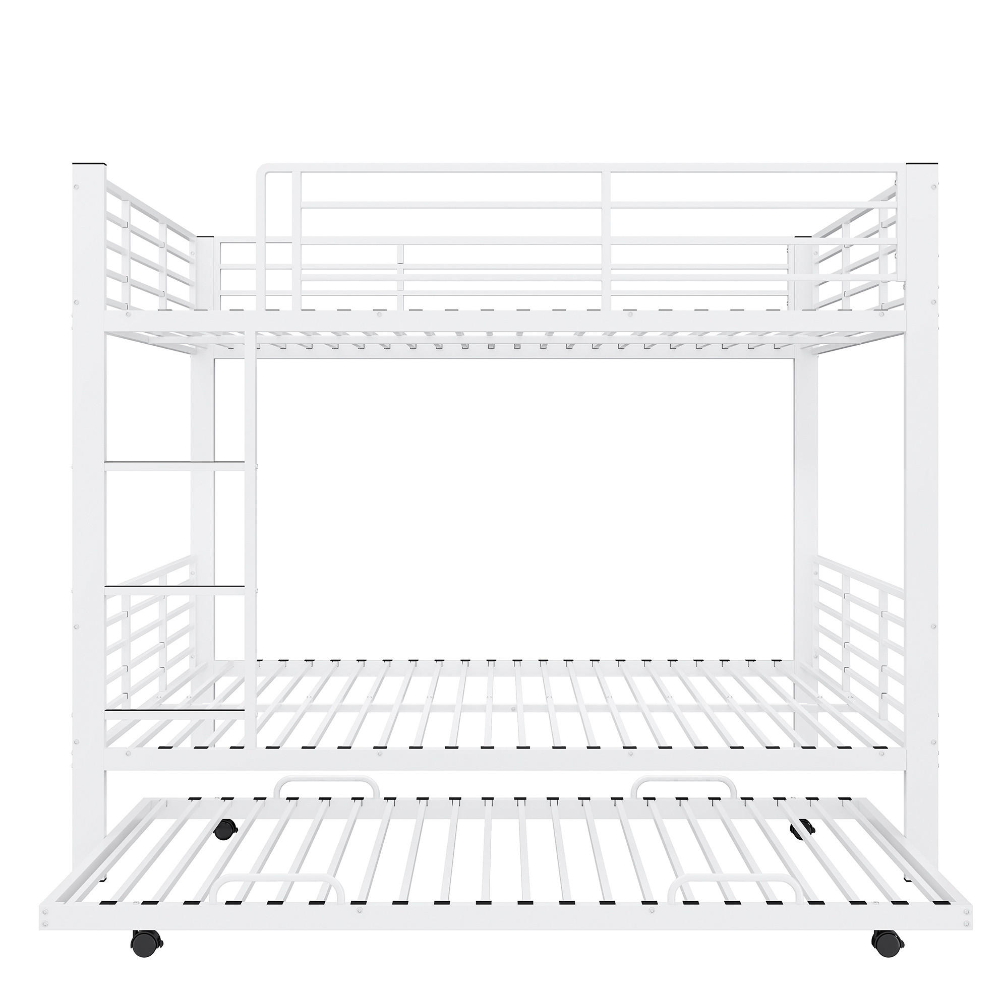 ETAGENBETT 205/145/170 cm aus Metall mit Rausfallschutz, Weiß - Weiß, Metall (140/200cm) - OKMYHOME
