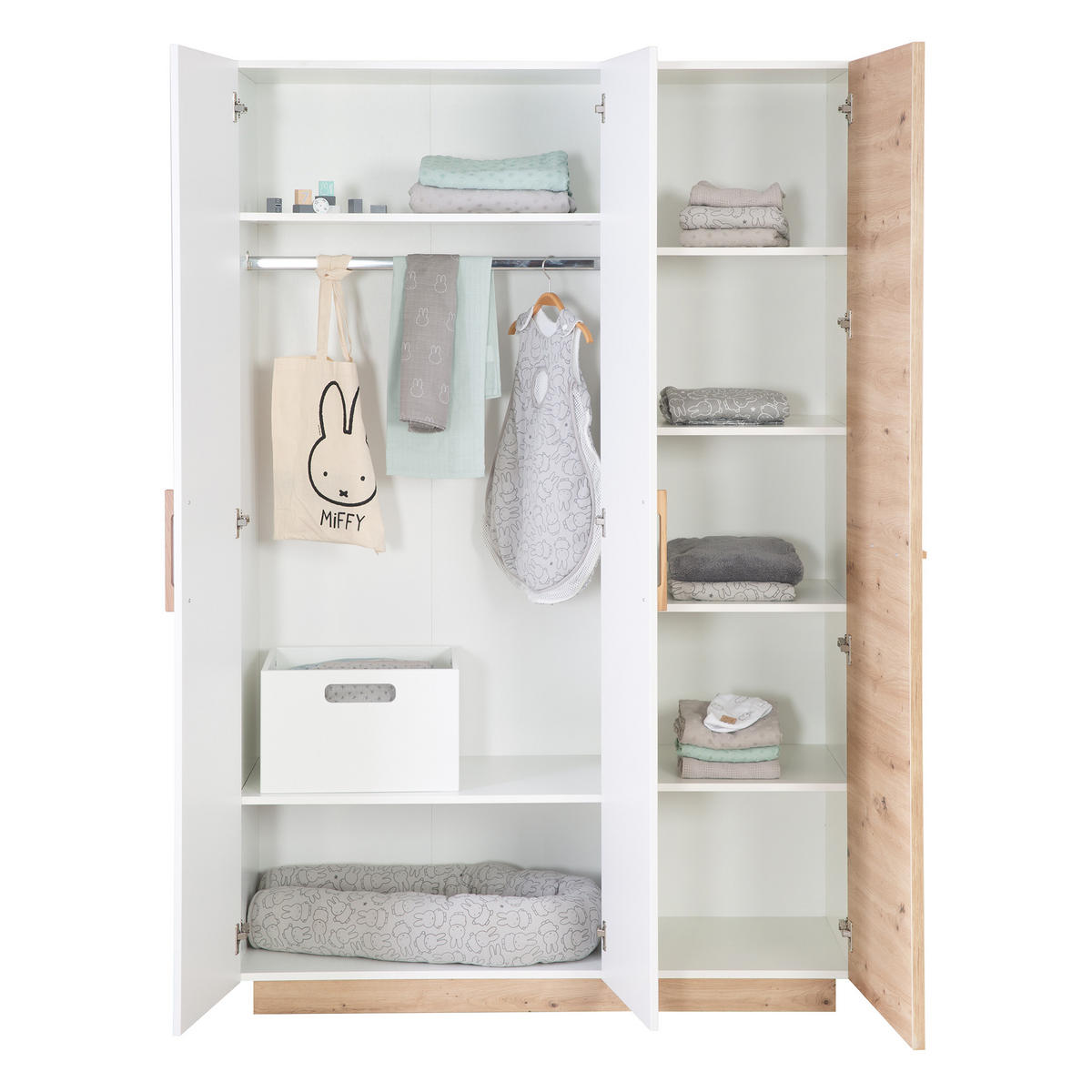 KLEIDERSCHRANK Lion - Weiß, Holz/Holzwerkstoff (132/200/52.5cm) - Roba