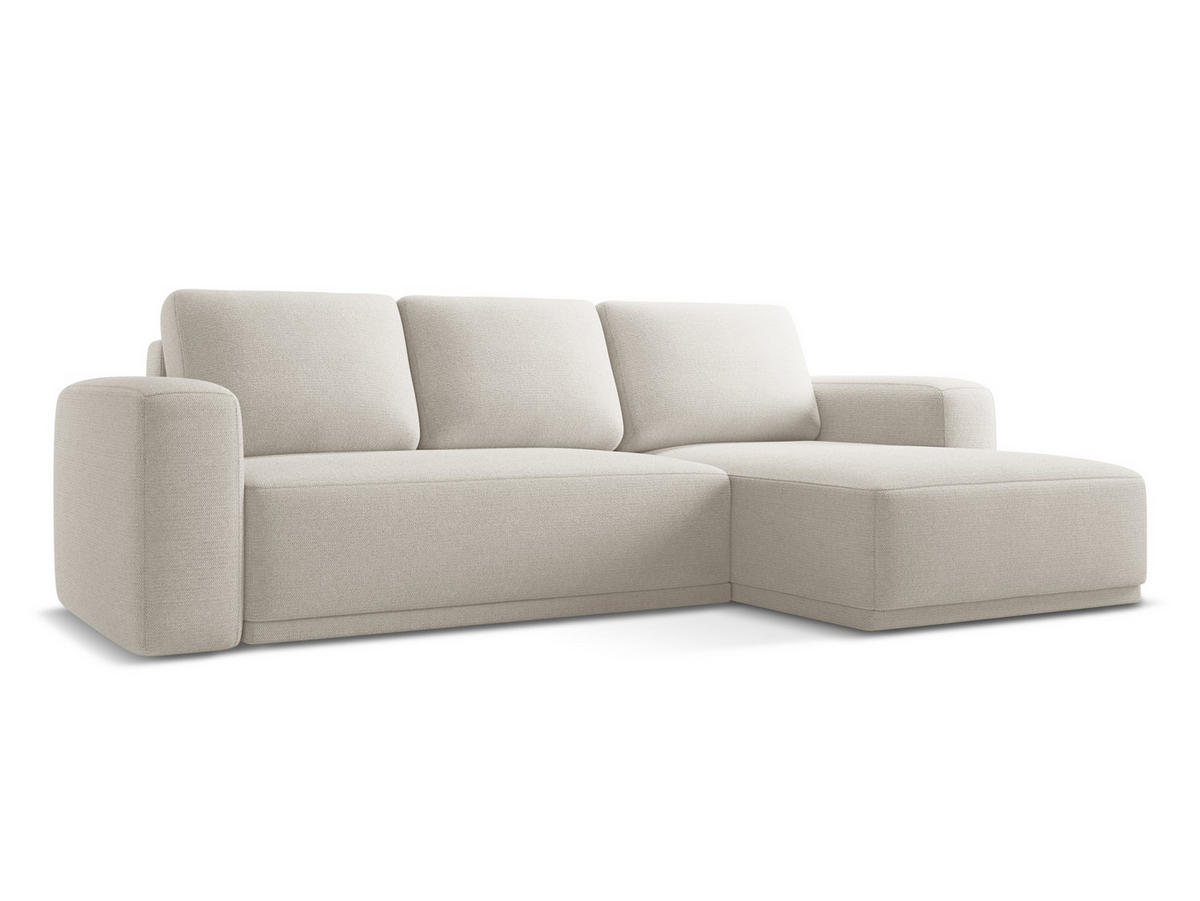 ECKSOFA mit Schlaffunktion Chenille Stoff Grau - Silberfarben/Schwarz, Kunststoff/Textil (258/160cm) - Makamii