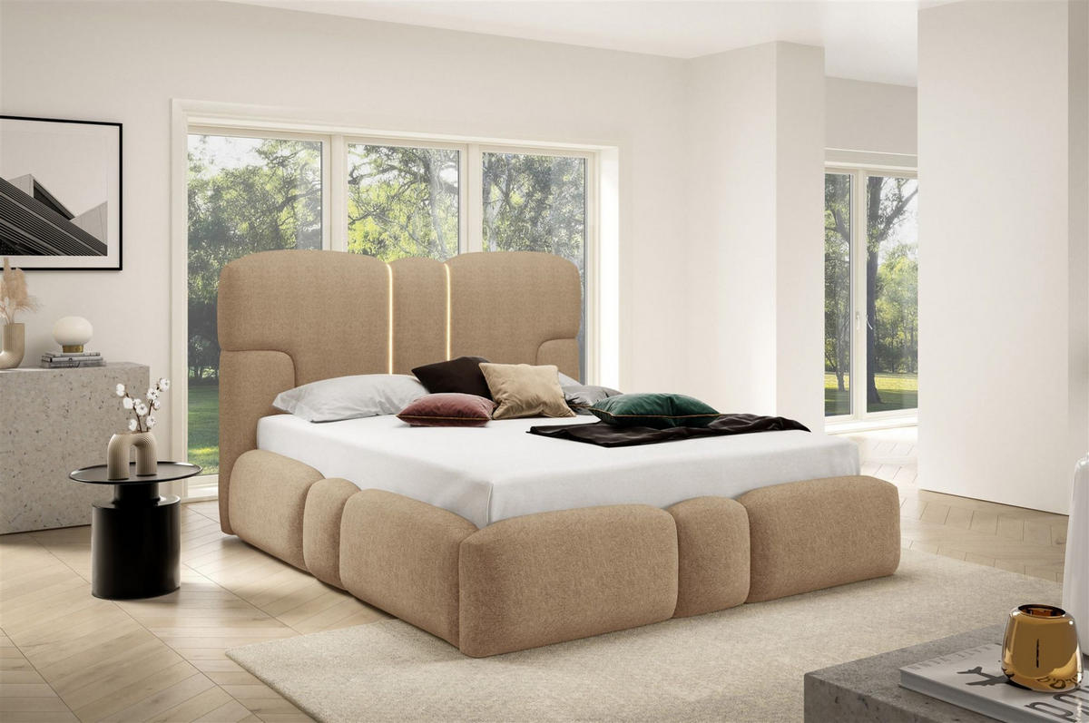 POLSTERBETT Jordan Komplettset - Braun, Holzwerkstoff/Textil (120/200cm) - Fun Möbel