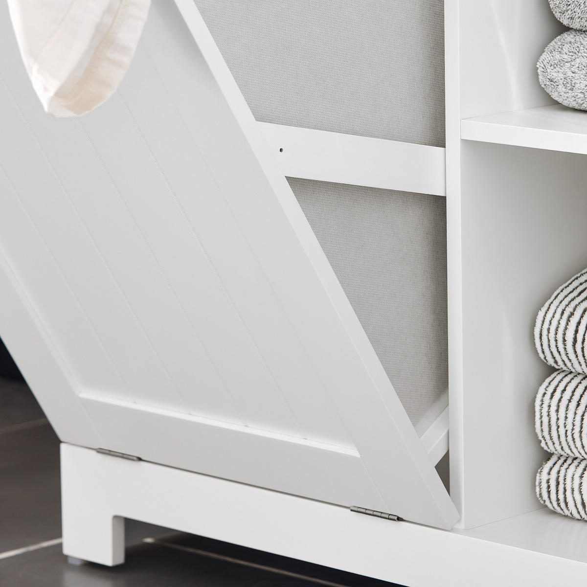 WÄSCHESCHRANK mit Wäschesack Weiß - Weiß, Holzwerkstoff (60/86/37cm) - SoBuy