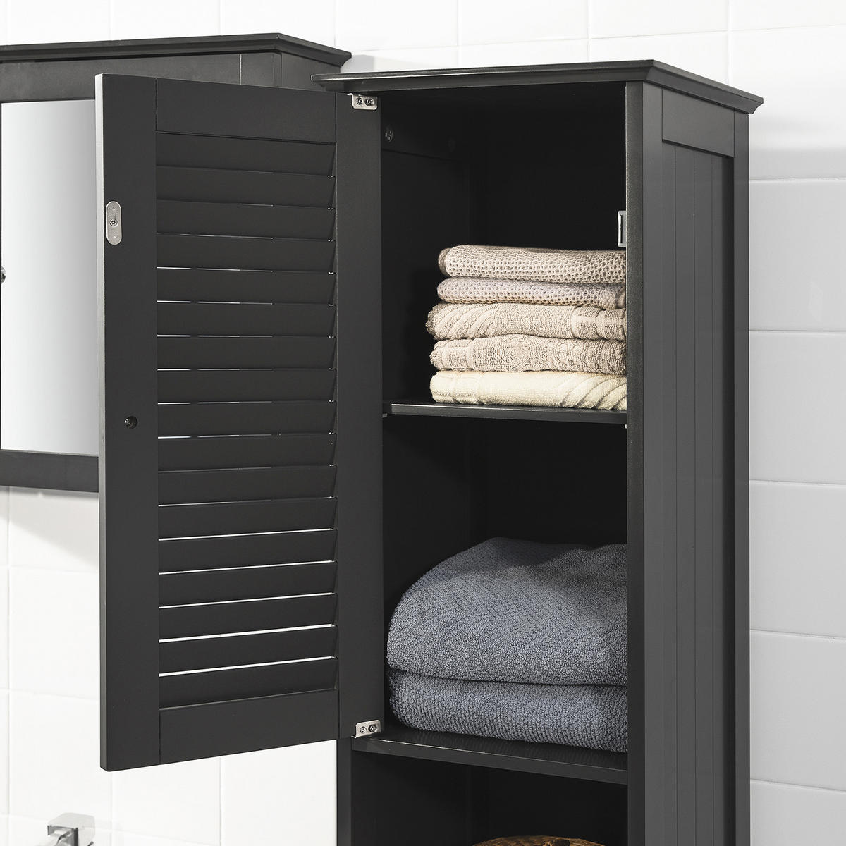 HOCHSCHRANK Dunkelgrau - Grau, Holzwerkstoff (32/170/30cm) - SoBuy