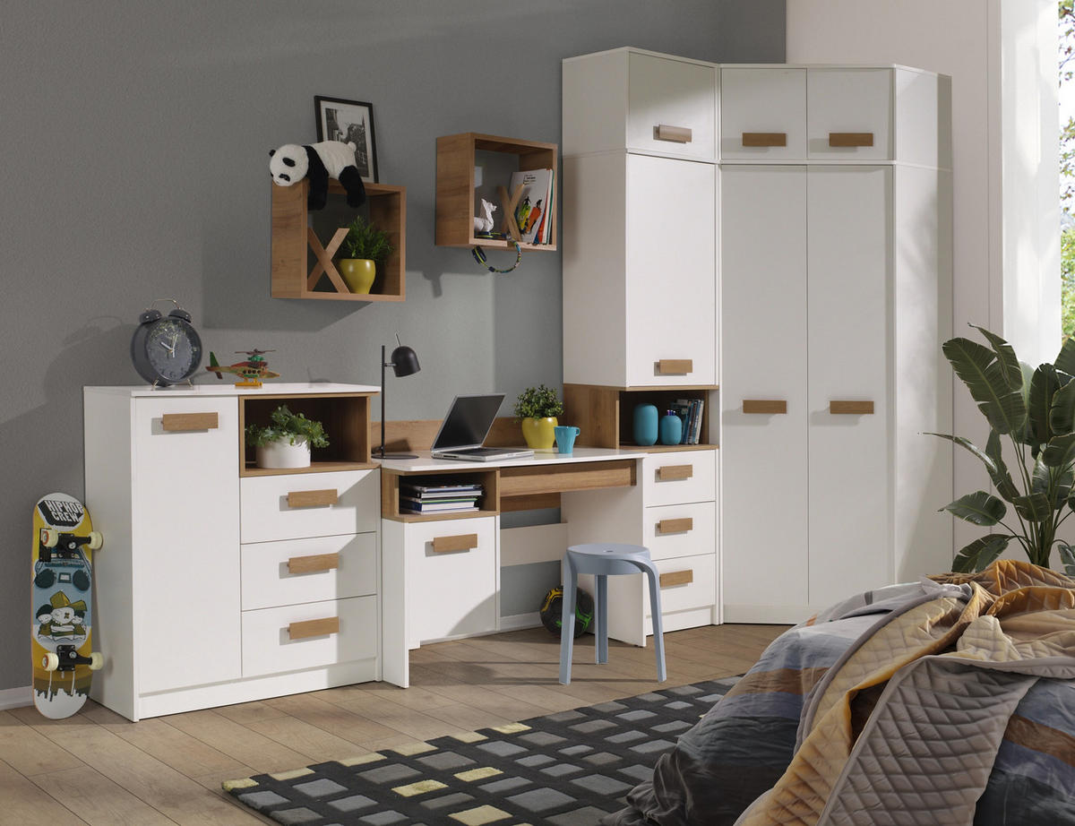ECKKLEIDERSCHRANK+SCHRANKAUFSATZ GRANT G8+G15/B WEIß 91/235/91 - Weiß, Holzwerkstoff (91/235/91cm) - Marmex Möbel