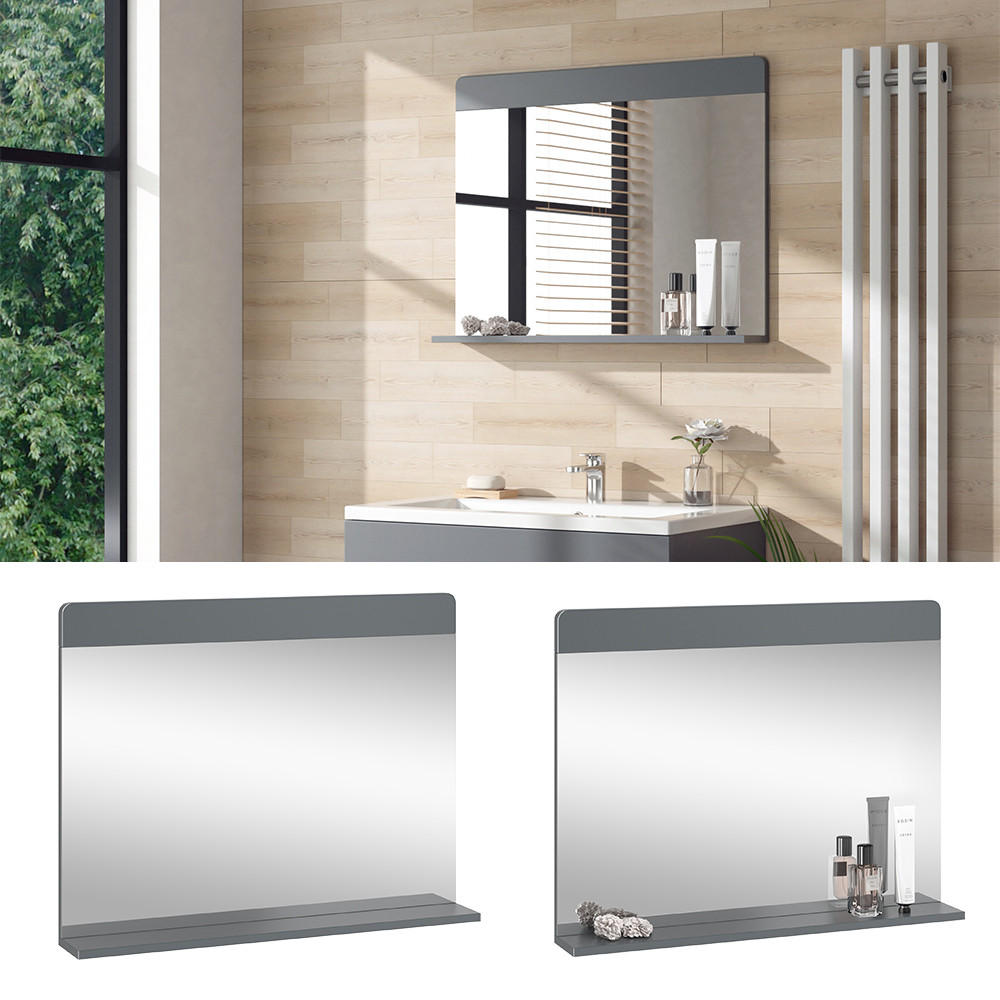 BADEZIMMERSPIEGEL Izan Grau 80.1 x 62 cm - Grau, Glas (80.1/62/12cm) - Vicco