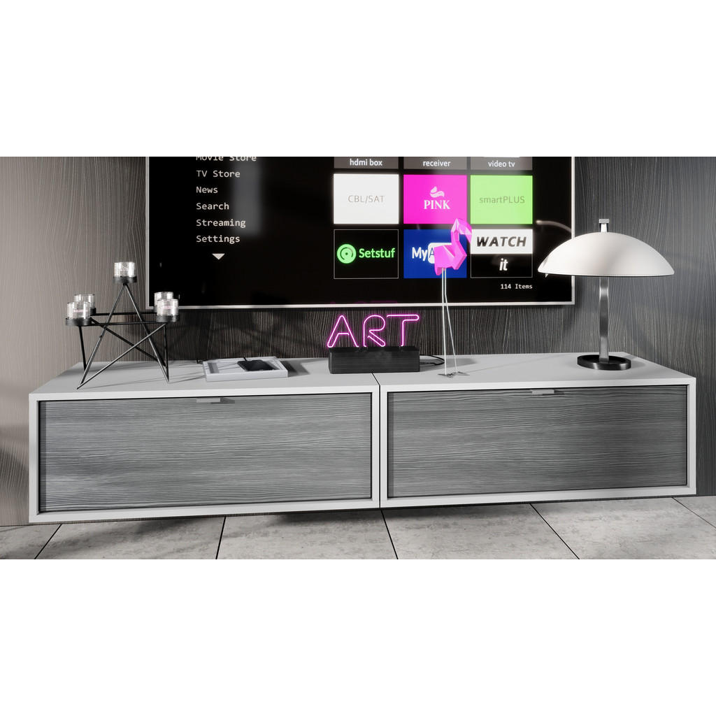 Thumbnail - Vladon Lowboard, Anthrazit, Holzwerkstoff, 80x37x29 cm, Wohnzimmer, Wohnwände, Lowboards, Lowboards stehend