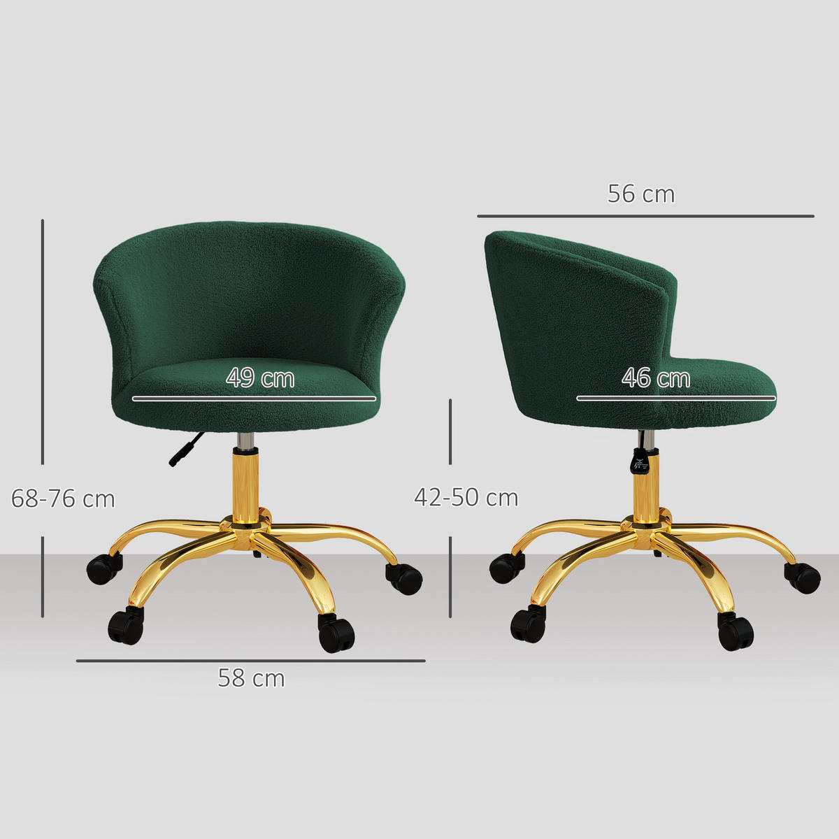 DREHSTUHL DE-11762 ergonomisch höhenverstellbar Grün - Grün, Textil (56/76/58cm) - ComfortXL