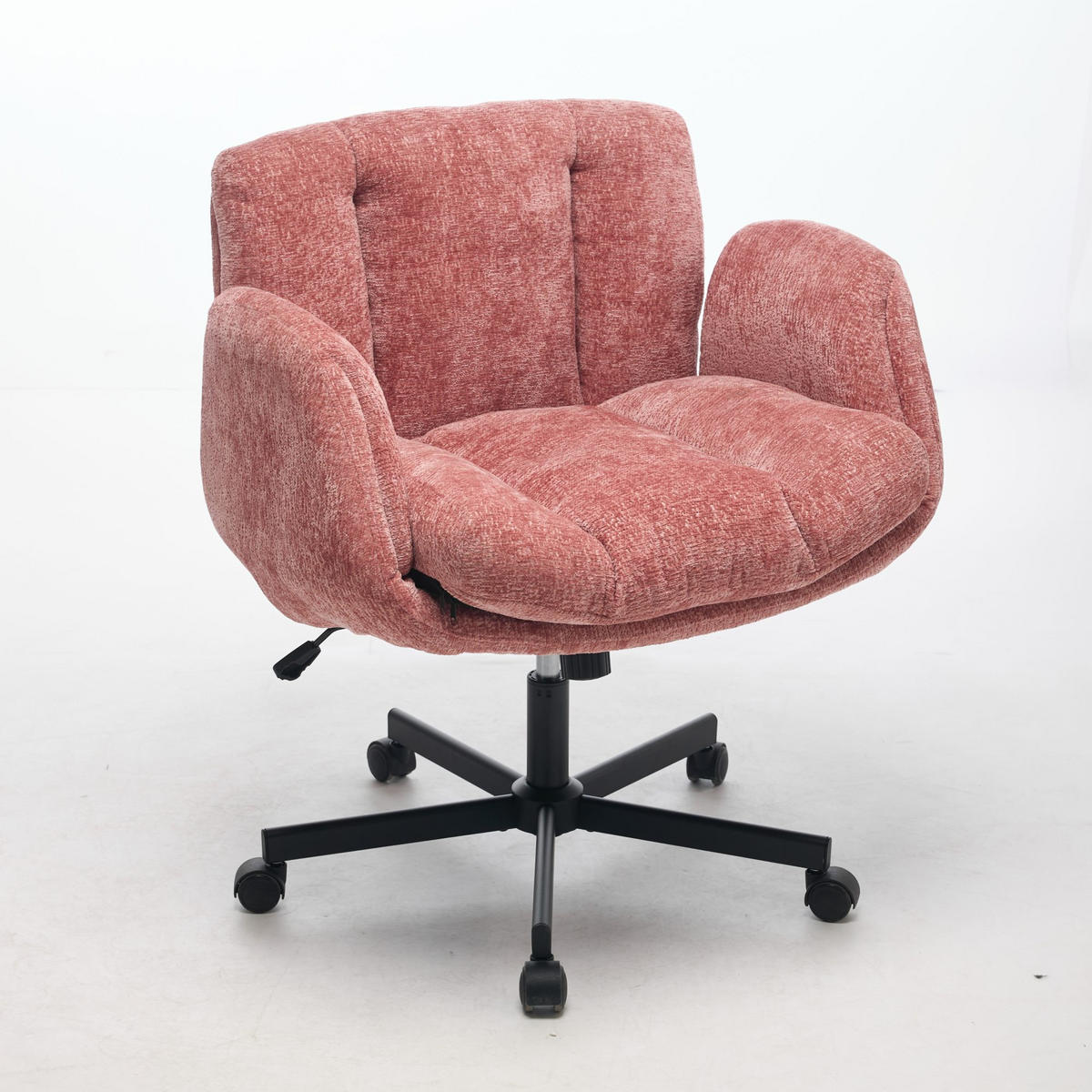 DREHSTUHL Bürostuhl Chenille höhenverstellbar Armlehnen Grau - Pink, Textil (60/92.5/57.5cm)