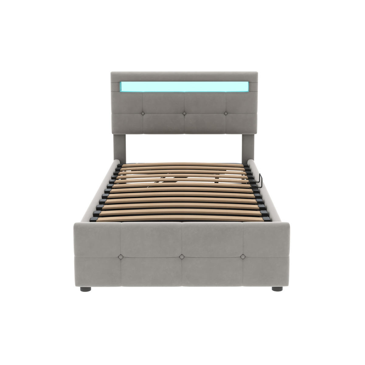 POLSTERBETT mit LED und Stauraum 90x200 cm Samt Grau - Grau, Metall (90/200cm) - Beauniv
