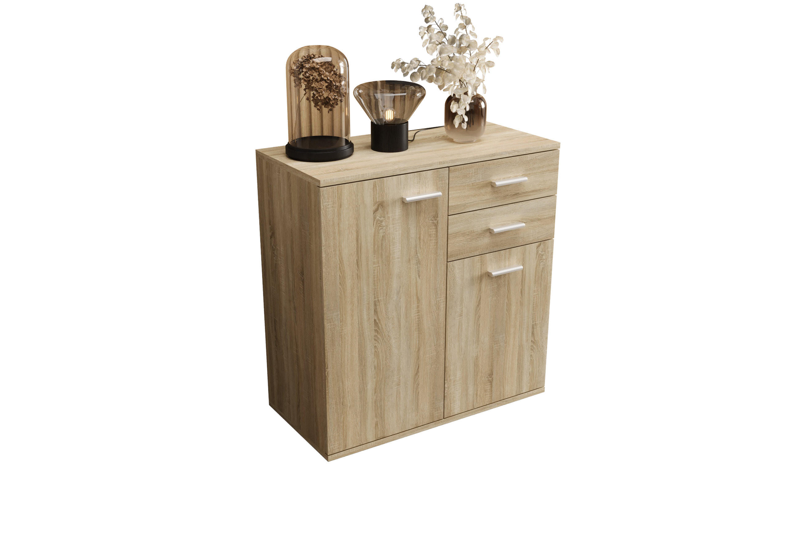 KOMMODE London LMK 2D2S mit 2 Türen, Sideboard in Farbe: Hellbraun, Größe: 71 x 75 x 35 cm - Hellbraun, Holzwerkstoff (71/75/35cm) - O-Sofa