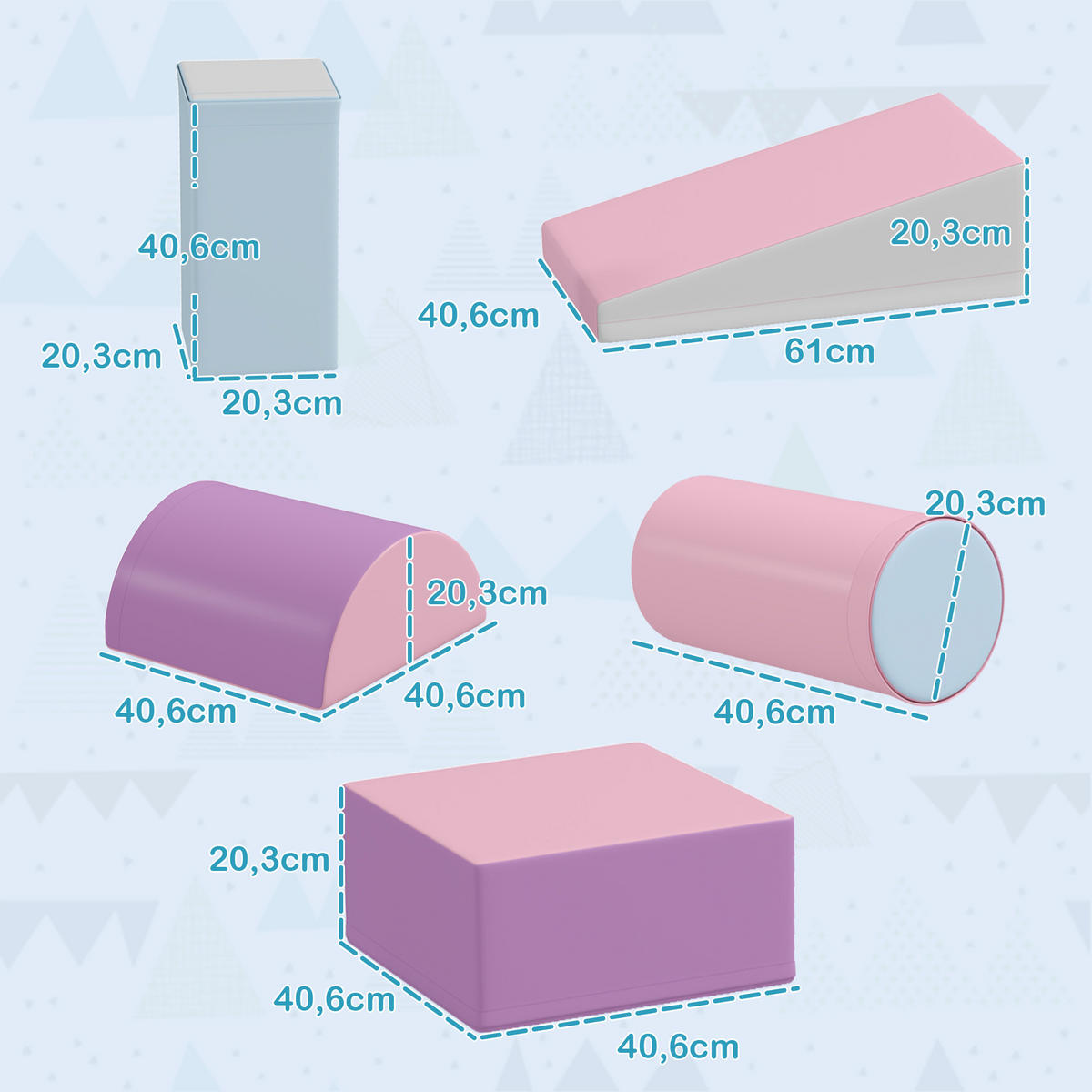 BAUSTEINSET - Pink, Kunststoff (40.6/20.3/40.6cm) - HOMCOM
