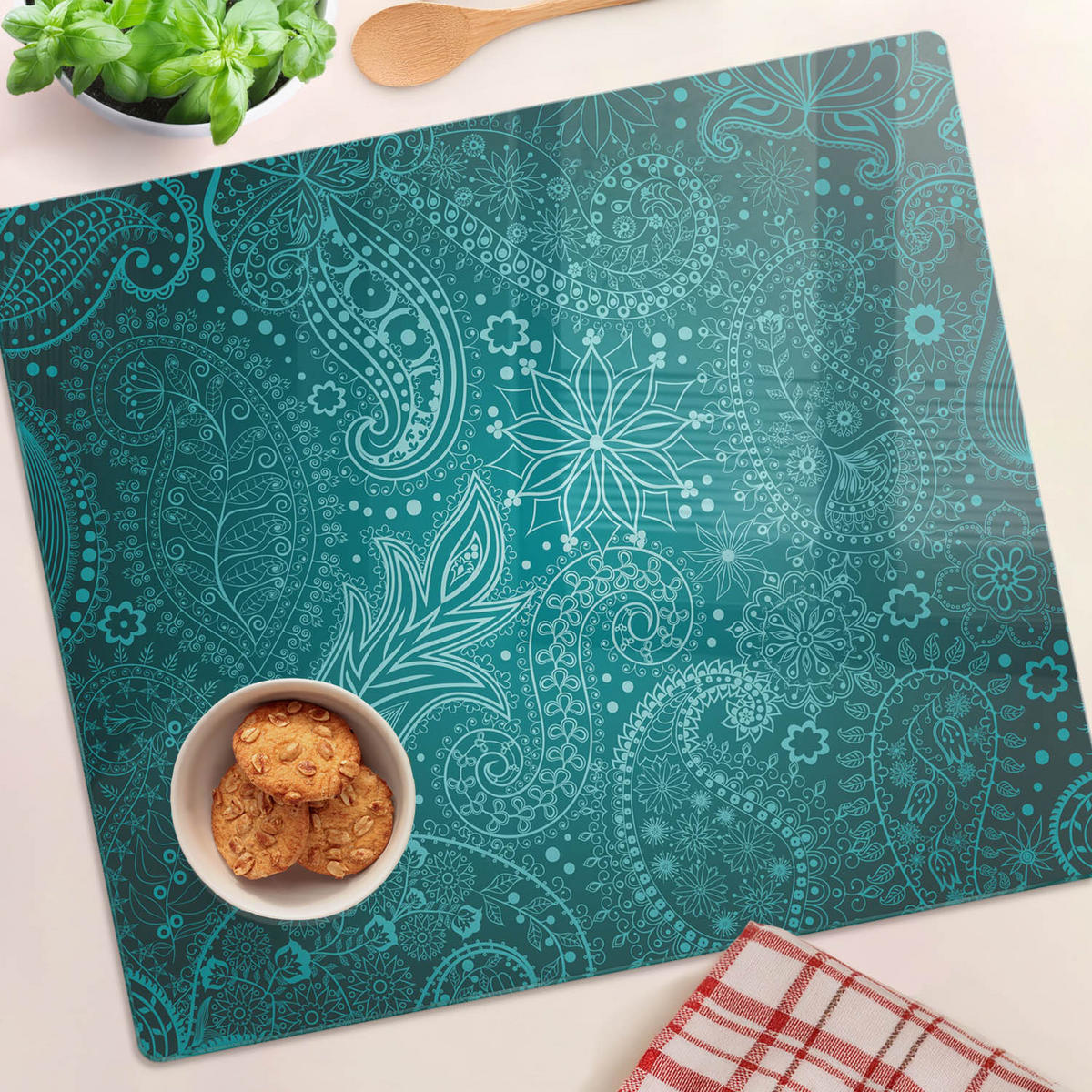 GLASPLATTE 60x52 cm Dekorationen - Blau, Glas (60/0.4/52cm) - TULUP