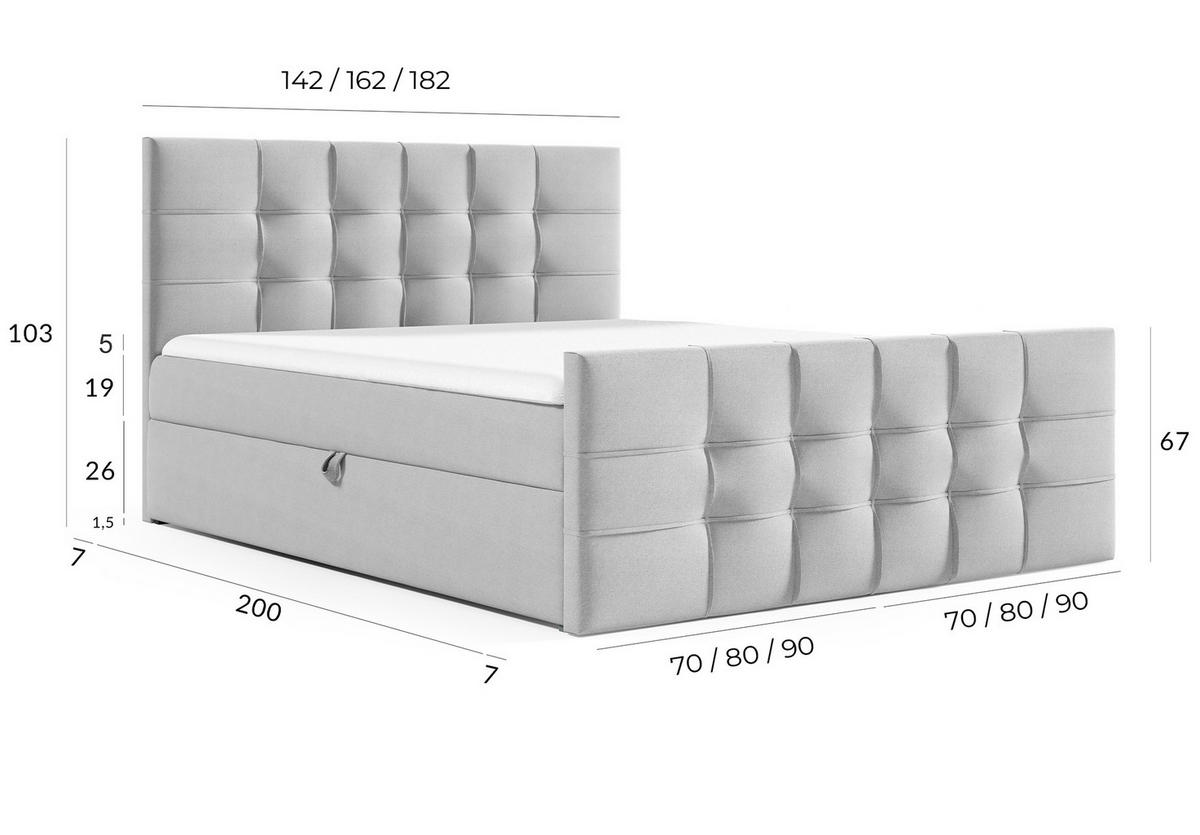 BOXBETT Ambusio 180/200 cm in Beige – mit Bettkasten und Topper - Beige/Schwarz, Holz/Holzwerkstoff (180/200cm) - AX Living