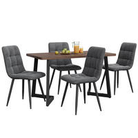 ESSGRUPPE Esstisch 4 Stühle MDF Walnuss Grau 5-tlg - Grau, Holzwerkstoff (117/75/68cm) - FLIEKS