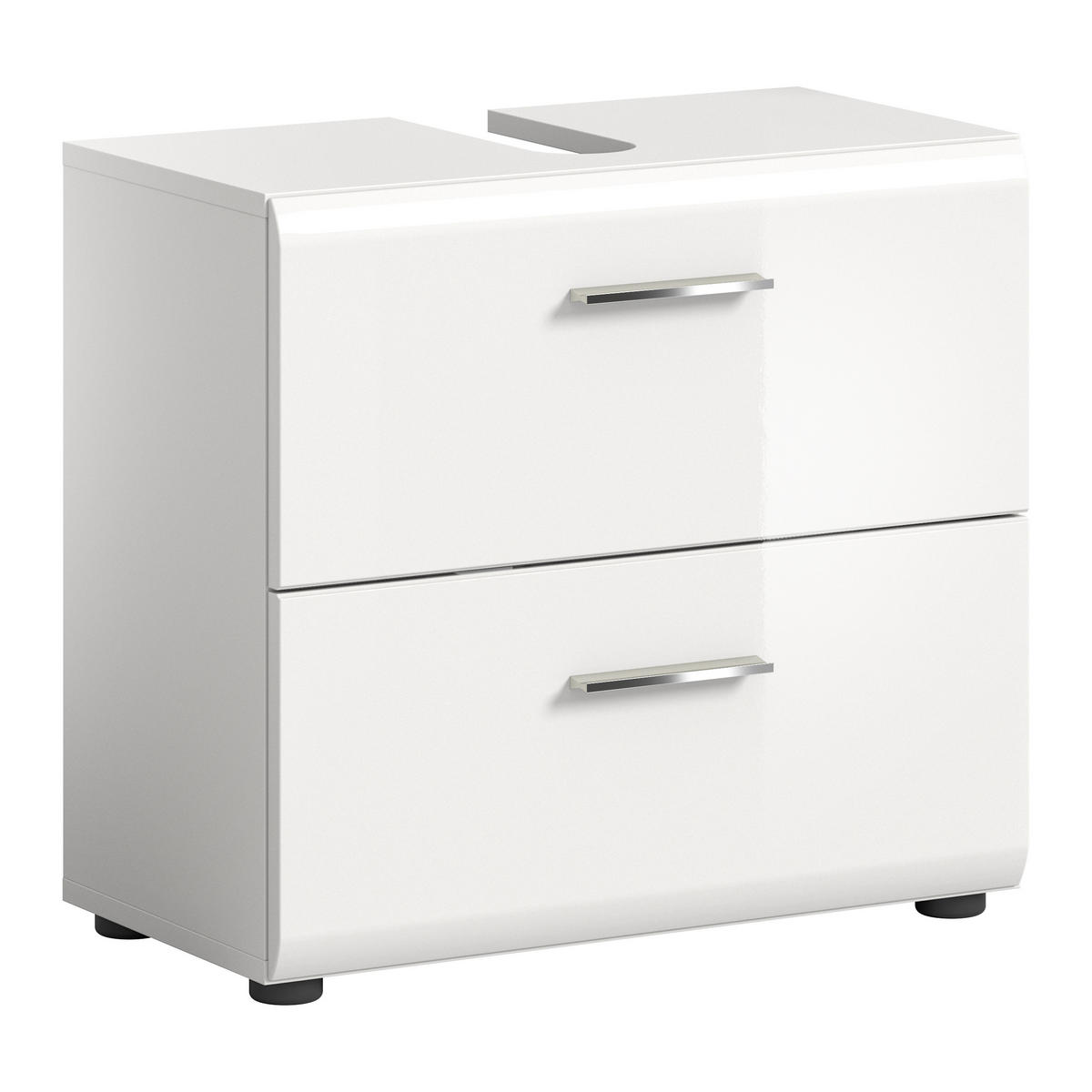 WASCHBECKENUNTERSCHRANK Ice Bad in weiß Nachbildung und weiß hochglanz B/H/T: 60x55x30 cm - Weiß, Holz (60/54/32cm)