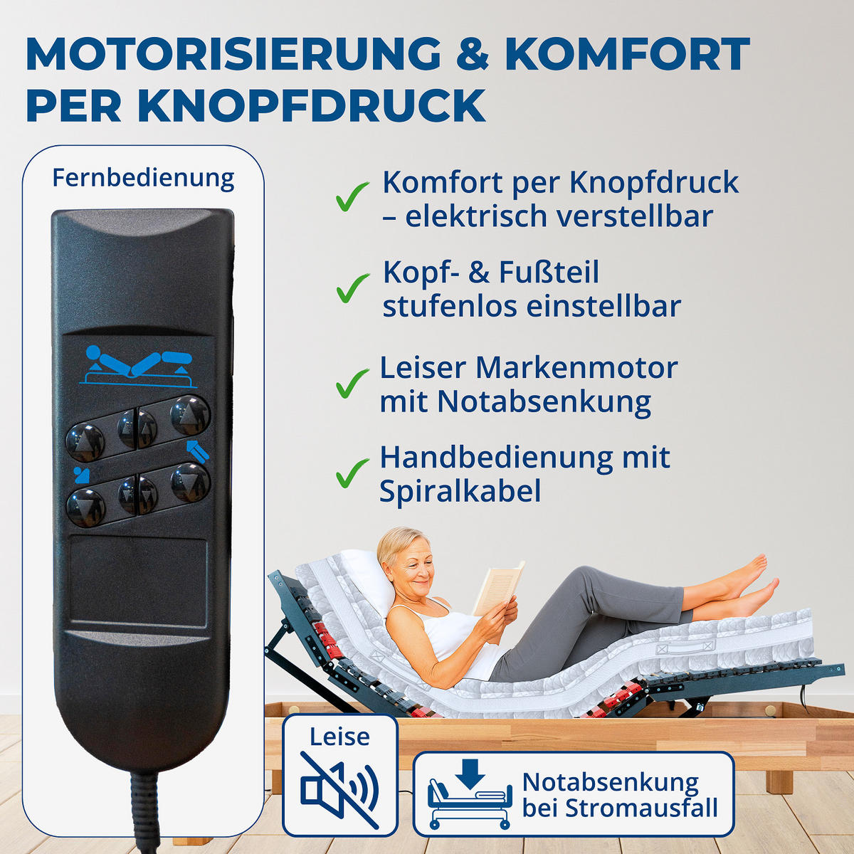 LATTENROST RELAXANA KF mit Motor 100x200 cm - Multicolor, Holz (100/200cm) - Reha-Schlafwelt