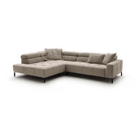 ECKSOFA MIT MOTORISCHEM SITZVORZUG OHIO Beige Cord - Beige/Schwarz, Textil/Metall (311/219cm) - KAWOLA