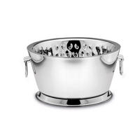 CHAMPAGNER-/FLASCHENKÜHLER mit Henkeln Hochglanz (H) 20,5 x (Ø) 38 cm - Silberfarben, Paraffin (38/20.5cm) - Hermann Bauer jun. Kollektion GmbH