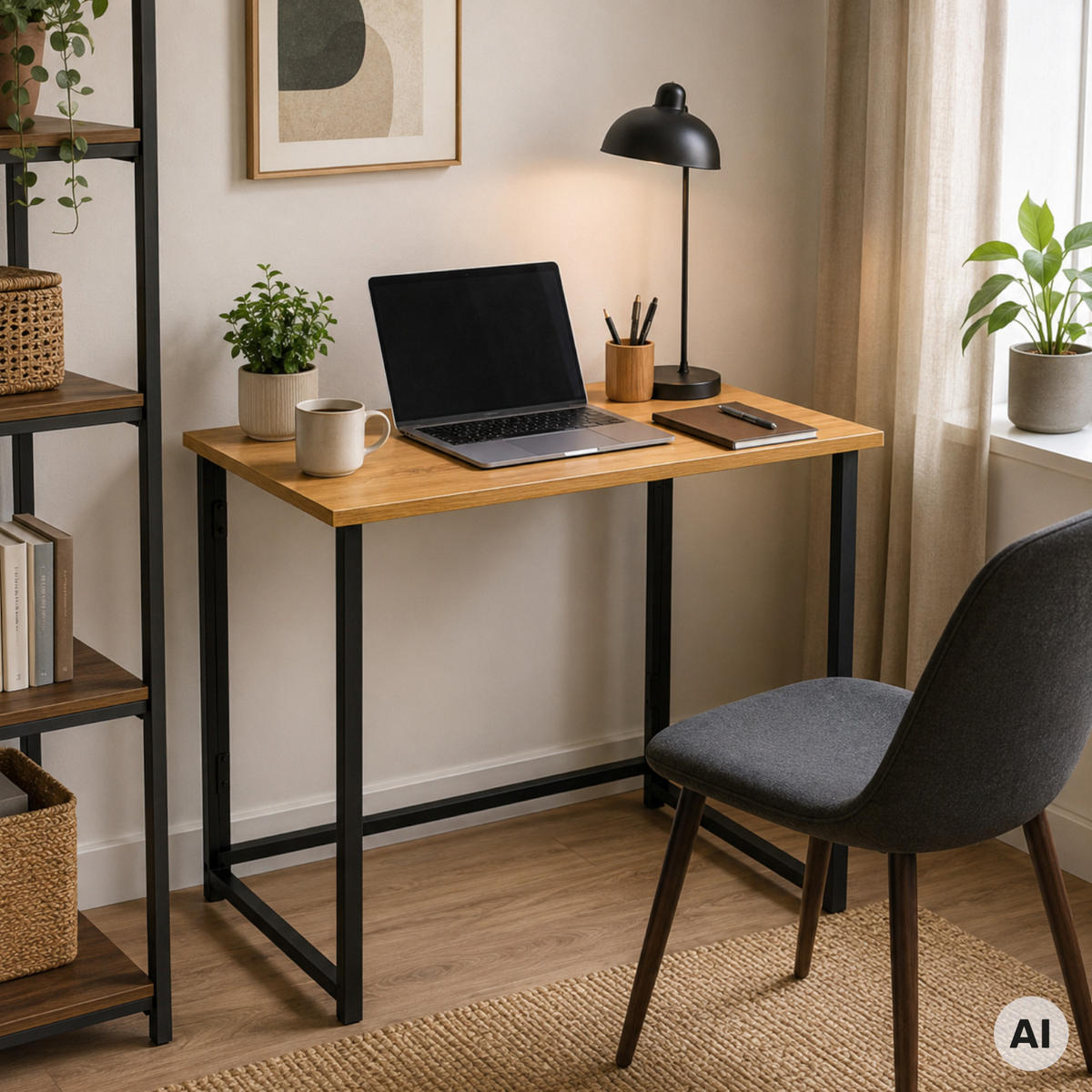 KLAPPSCHREIBTISCH MDF Metall Eiche Schwarz 80 x 40 x 74 cm platzsparend - Eichefarben/Schwarz, Holzwerkstoff/Metall (40/80/74cm) - Begryf